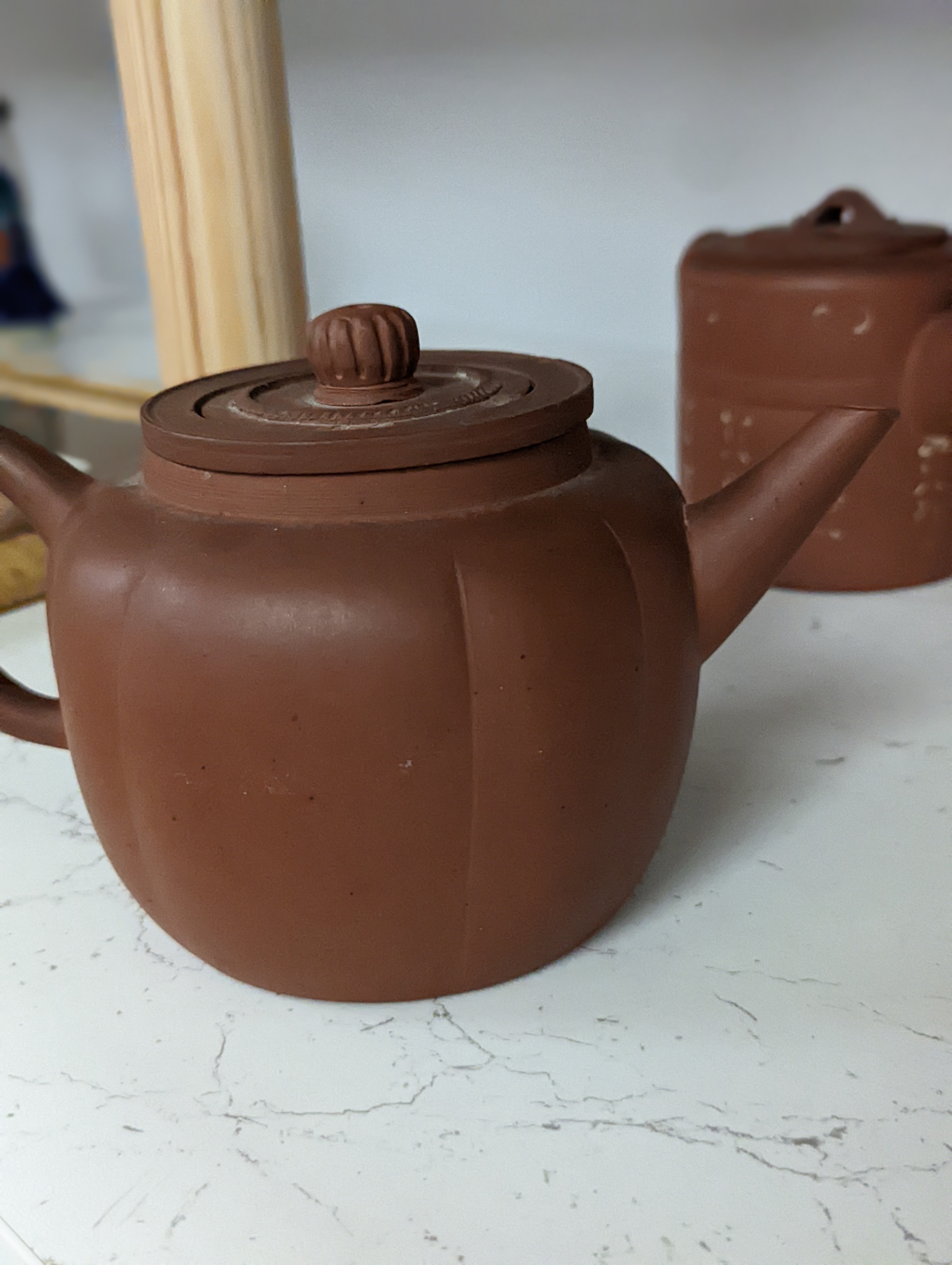 Six Chinese Yixing teapots, tallest 11cm